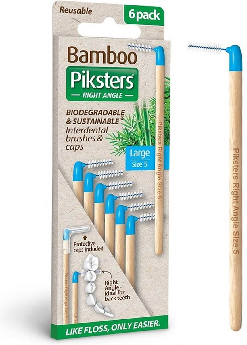 Piksters Bamboe Ragers Hoek - Maat 5 - Blauw - 3 x 6 stuks - Voordeelverpakking