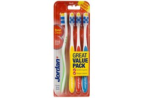 Jordan - Total Clean Tandenborstels Soft - 4 stuks - Voordeelverpakking 24 stuks