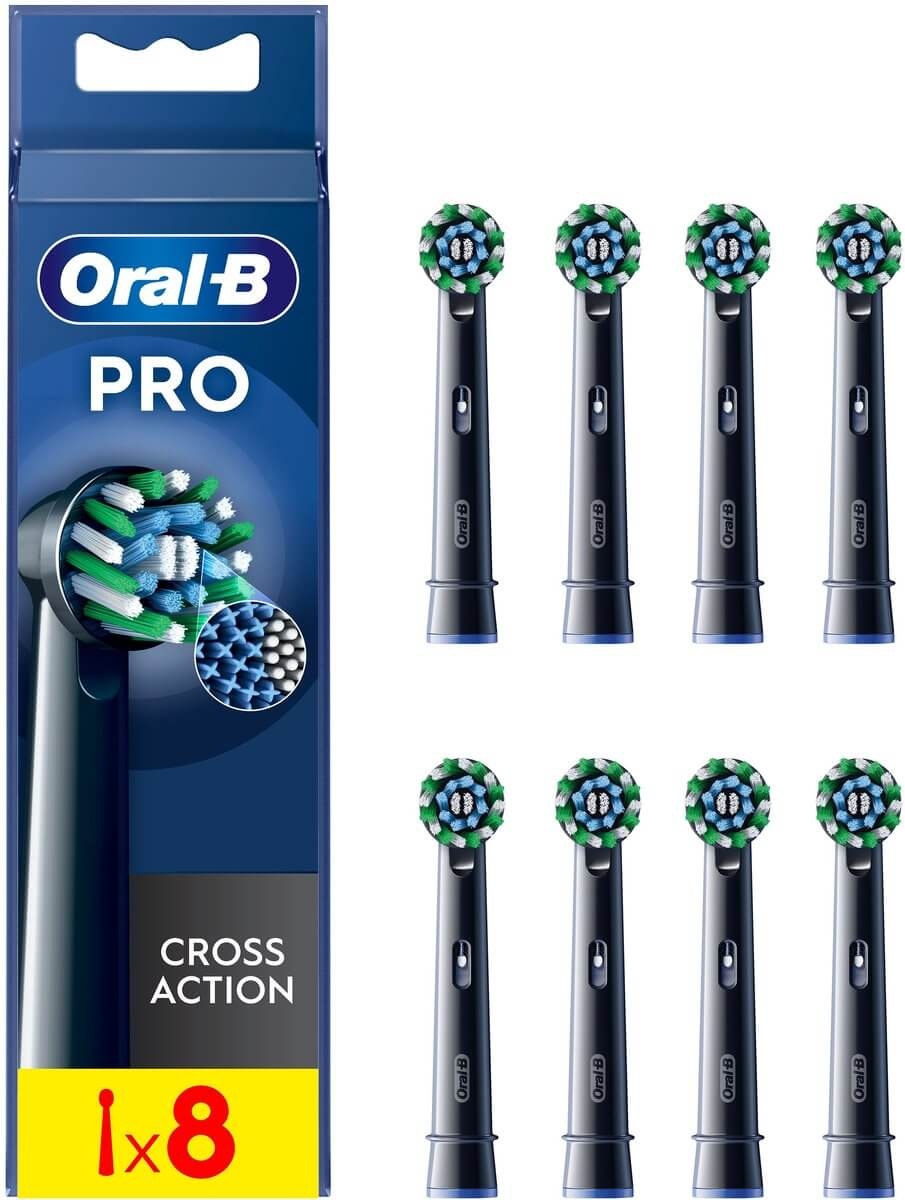Oral-B PRO Cross Action Opzetborstels Zwart | 8 stuks