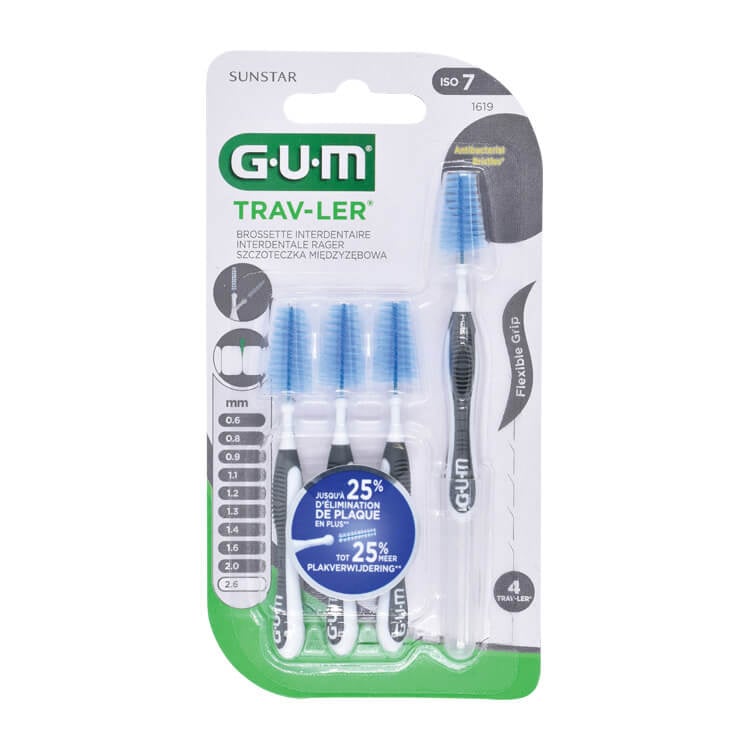 GUM Trav-ler Ragers 2.6 mm Zwart - 6 x 4 stuks - Voordeelverpakking