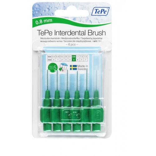6x TePe Interdentale Ragers Original 0,8 mm Groen 6 stuks
