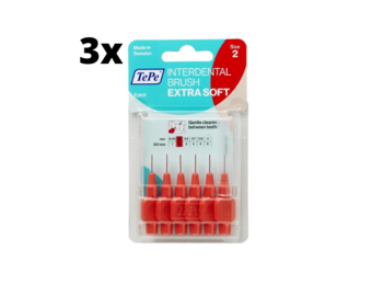 3x TePe Ragers Extra Zacht 0,5 mm Lichtrood 6 stuks