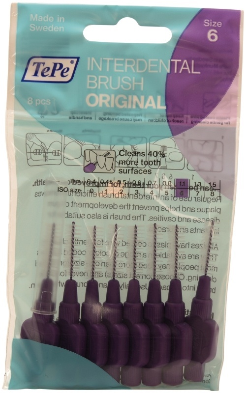 3x TePe Interdentale Ragers Original 1,1 mm Paars 8 stuks
