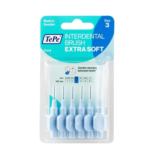 6x TePe Ragers Extra Zacht 0,6 mm Lichtblauw 6 stuks