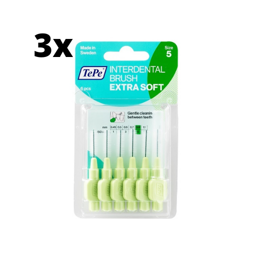 3x TePe Ragers Extra Zacht 0,8 mm Lichtgroen 6 stuks
