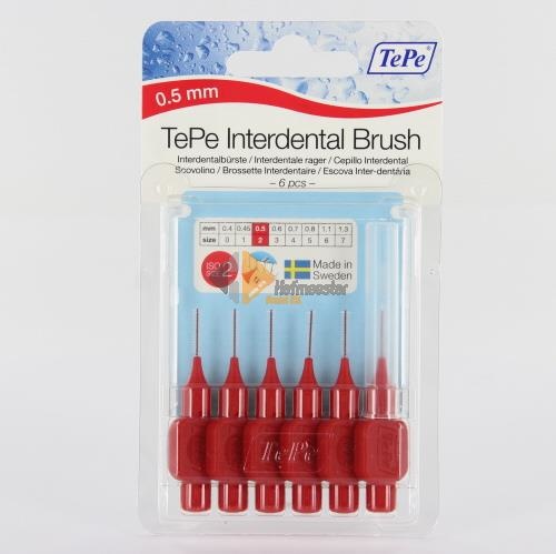 6x TePe Interdentale Ragers Original 0,5 mm Rood 6 stuks