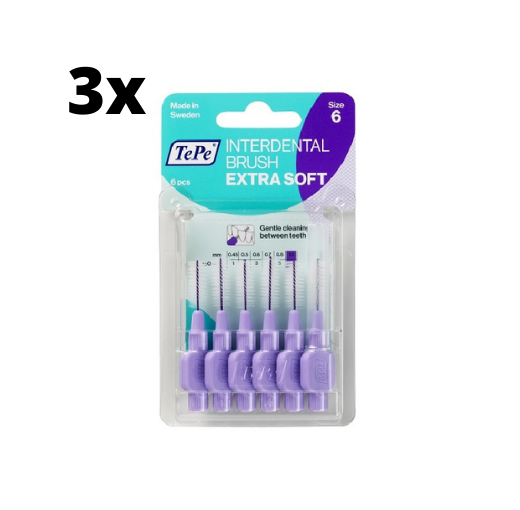 3x TePe Ragers Extra Zacht 1,1 mm Lichtlila 6 stuks