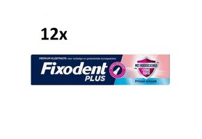 Fixodent Plus Kleefpasta voor Kunstgebit – Fris met Voedselschild - 12 x 40 gram - Voordeelverpakking