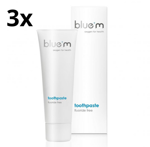 3x Bluem Tandpasta Fluoride Vrij 75 ml - Voordeelverpakking