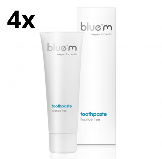 4x Bluem Tandpasta Fluoride Vrij 75 ml - Voordeelverpakking