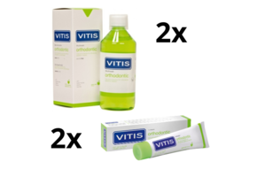 Vitis Orthodontic Voordeelpakket - 2x Mondwater + 2x Tandpasta