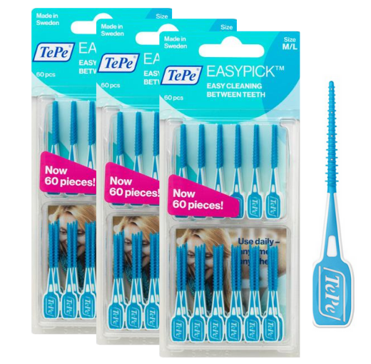 TePe Easypick M/L - Turquoise - 4 x 60 stuks - Voordeelverpakking
