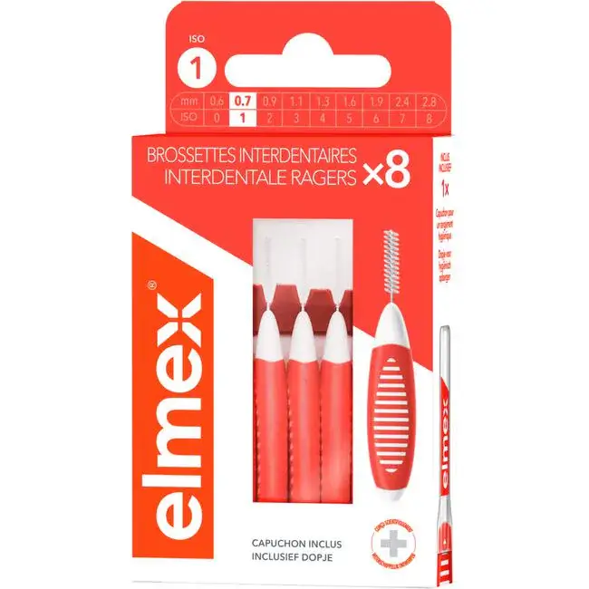6x Elmex Interdentale Ragers 0,7 mm Oranje ISO Maat 1 8 stuks
