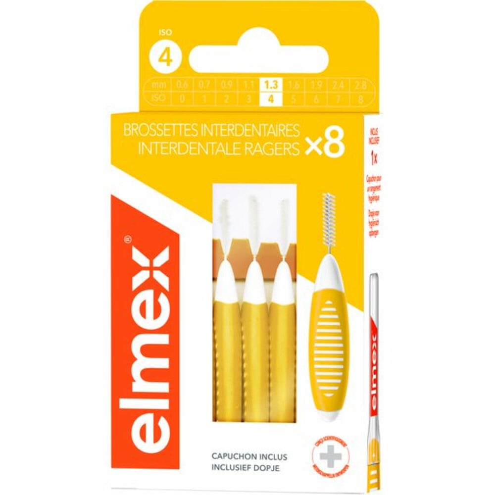 6x Elmex Interdentale Ragers 1,3 mm Geel ISO Maat 4 8 stuks