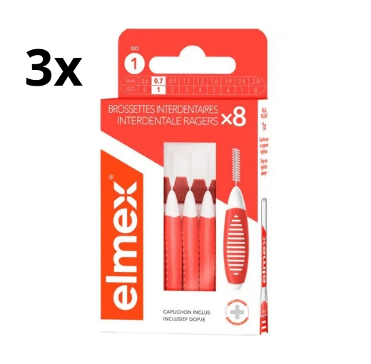 Elmex Interdentale Ragers 0.7 mm – Maat 1 - Oranje - 3 x 8 stuks - Voordeelverpakking