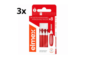 Elmex Interdentale Ragers 0.9 mm – Maat 2 - Rood - 3 x 8 stuks - Voordeelverpakking