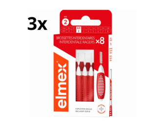 Elmex Interdentale Ragers 0.9 mm – Maat 2 - Rood - 3 x 8 stuks - Voordeelverpakking
