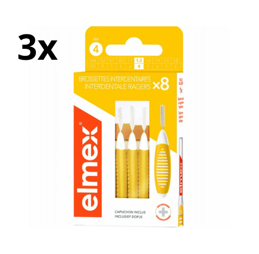 Elmex Interdentale Ragers 1.3 mm – Maat 4 - Geel - 3 x 8 stuks - Voordeelverpakking
