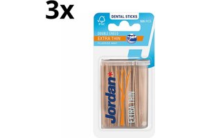 Jordan Double Ended Tandenstokers Extra Dun - 3x 105 St - Voordeelverpakking