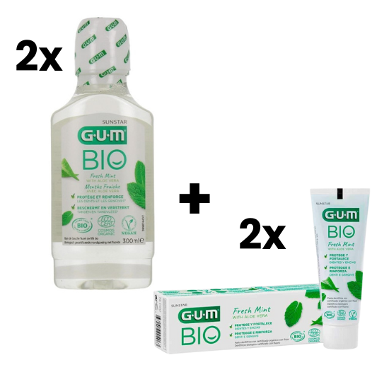 GUM BIO Voordeelverpakking - 2x Mondwater + 2x Tandpasta