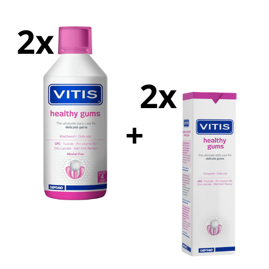 Vitis Gingival (Gezond Tandvlees) Voordeelverpakking - 2 x Tandpasta + 2 x Mondwater