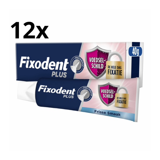 Fixodent Food Barrier Frisse Smaak Kleefpasta - 12 x 40 gram - Voordeelverpakking
