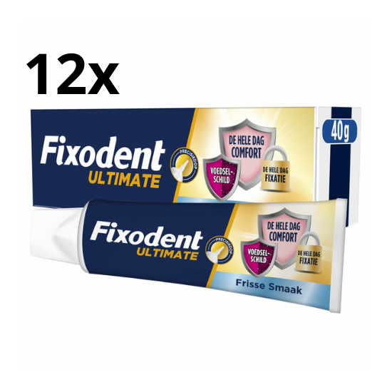 Fixodent Kleefpasta Ultimate Fresh - 12 x 40 gram - Voordeelverpakking