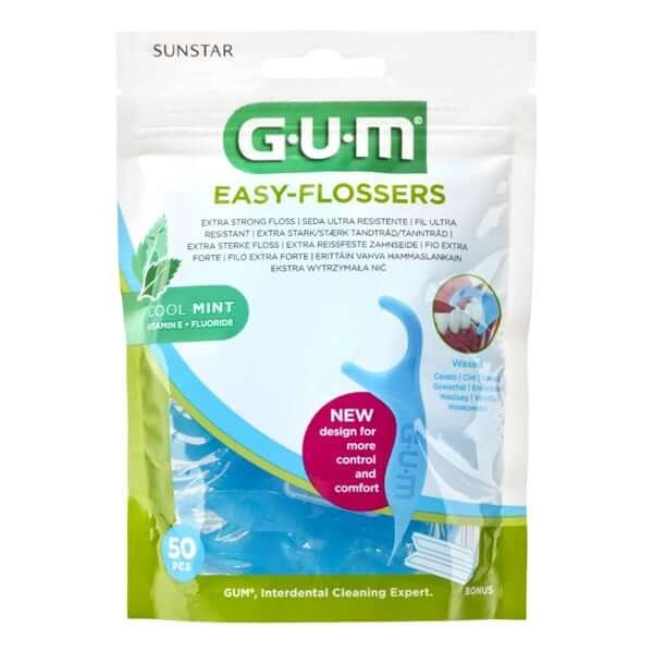 GUM Easy Flossers Cool Mint | 4 x 50 stuks | Voordeelverpakking