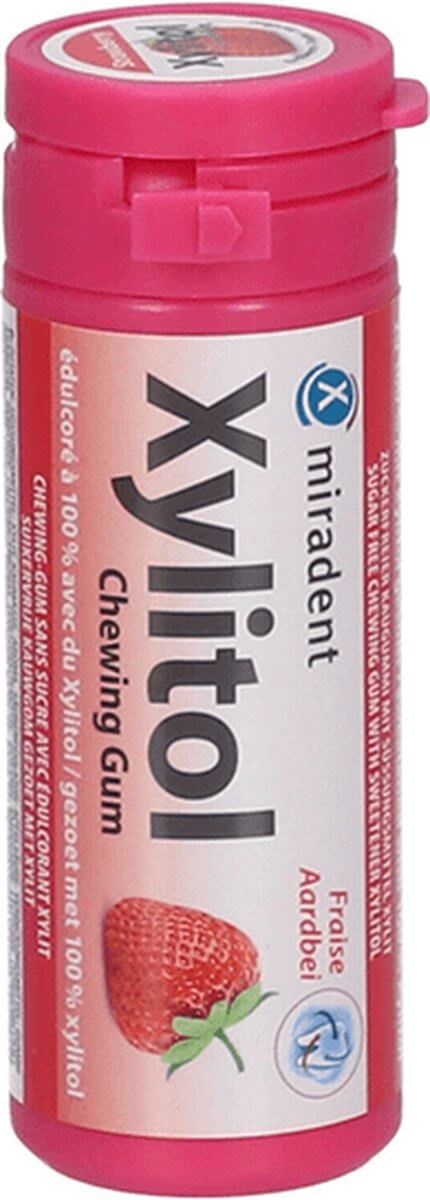 Miradent Xylitol Kauwgom | Aardbei | 30 stuks