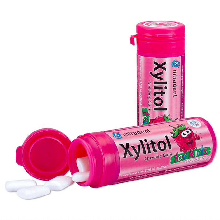 Miradent Xylitol Kauwgom | Aardbei | 30 stuks