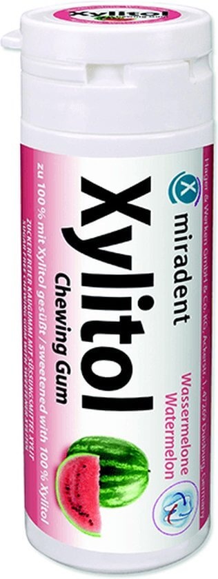 Miradent Xylitol Kauwgom | Watermeloen | 4 x 30 stuks | Voordeelverpakking