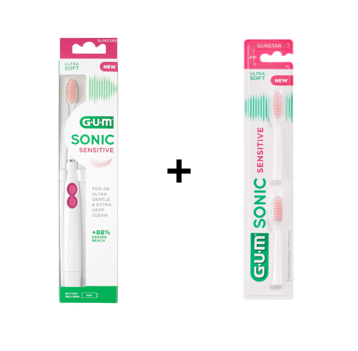 1x GUM Sonic Sensitive Elektrische Tandenborstel + 2x extra opzetbostels