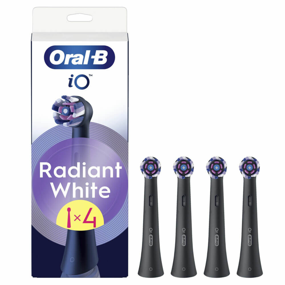 Oral-B iO Radiant White Opzetborstels | Zwart | 4 stuks