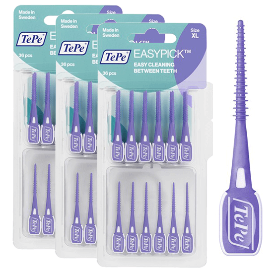 TePe EasyPick Paars XL | 3 x 36 stuks | Voordeelverpakking