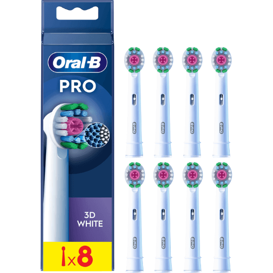 Oral-B PRO 3D White Opzetborstels | Wit | 8 stuks