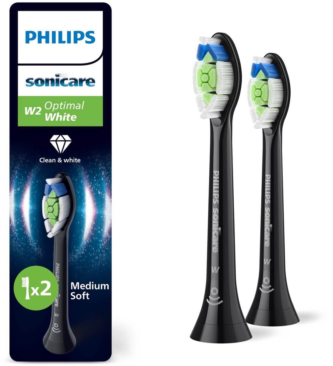 Philips Sonicare Opzetborstels W2 Optimal White HX6062/88 | 2 stuks | Zwart