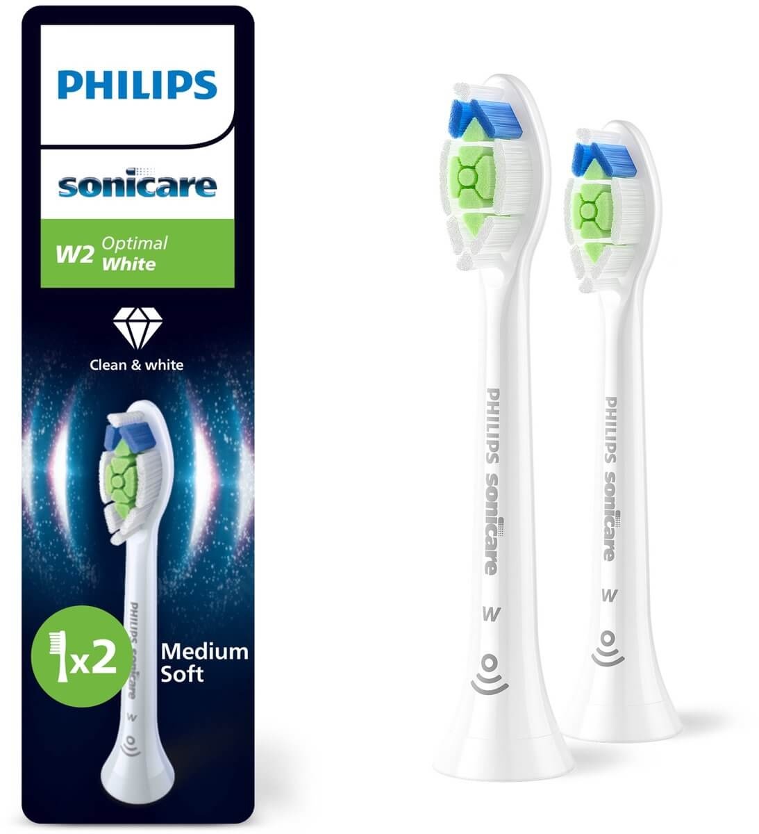 Philips Sonicare Opzetborstels W2 Optimal White HX6062/87 | 2 stuks | Wit