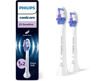 Philips Sonicare opzetborstels S2 Sensitive HX6052/87 | 2 stuks | Wit