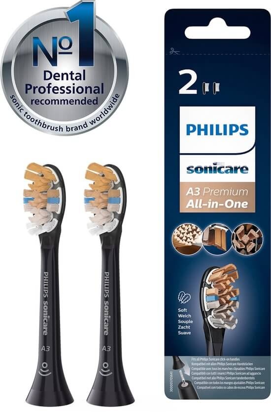 Philips Sonicare opzetborstels Premium All-in-One HX9092/88 | 2 stuks | Zwart
