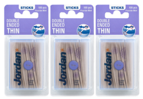 Jordan - Clean Between Sticks - Tandenstokers - Dun & 2-zijdig - 100 Stokers - Bulkverpakking - 15 stuks