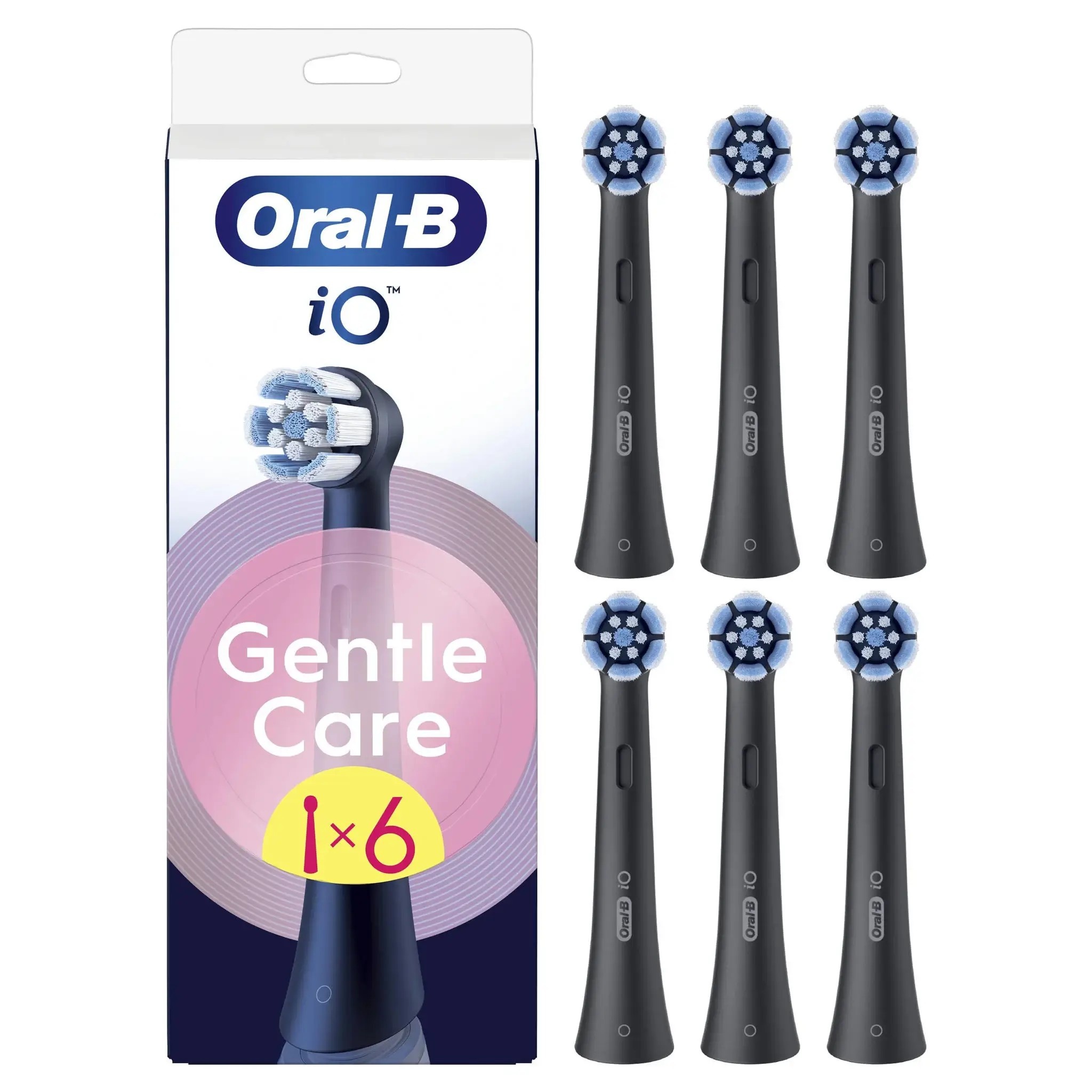 Oral B iO Gentle Care Opzetborstels | Zwart | 6 stuks