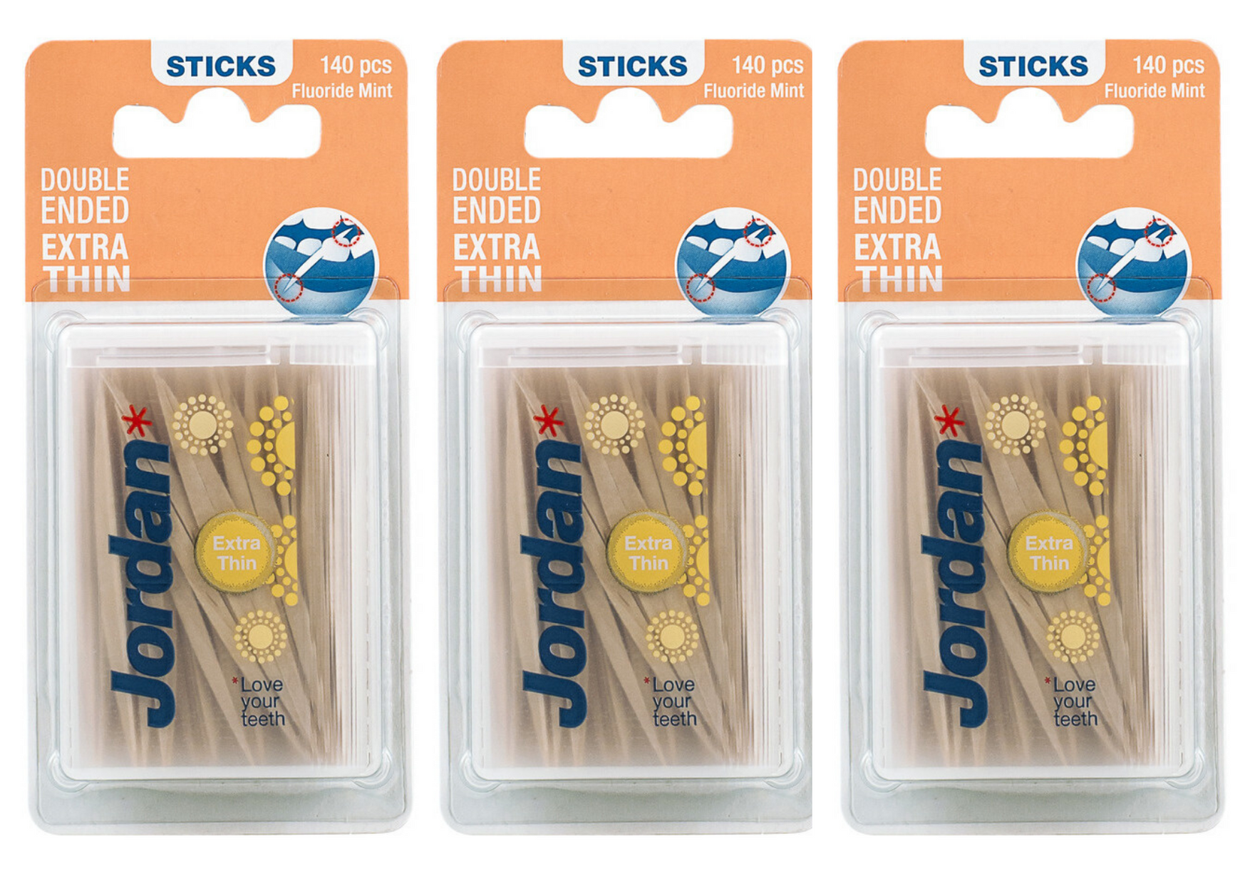 Jordan Tandenstokers - Extra Dun - 3 stuks - Voordeelverpakking