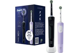 Oral-B Vitality 100 Duo Elektrische Tandenborstels | Zwart & Lila | Gift Edition | Cross Action