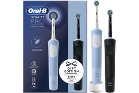 Oral-B Vitality 100 Duo Elektrische Tandenborstels | Zwart & Blauw | Gift Edition | Cross Action