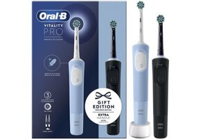 Oral-B Vitality 100 Duo Elektrische Tandenborstels | Zwart & Blauw | Gift Edition | Cross Action