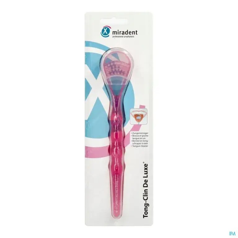 Miradent Tongschraper Tong-Clin Deluxe | Roze Transparant