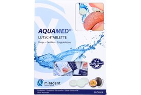 Miradent Aquamed Zuigtabletten tegen Droge Mond Passievrucht – 26 stuks