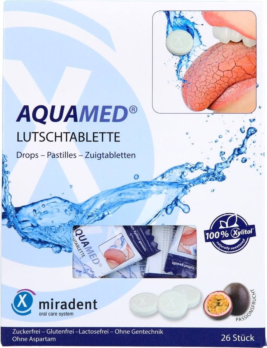 Miradent Aquamed Zuigtabletten voor Droge Mond Passievrucht – 26 stuks