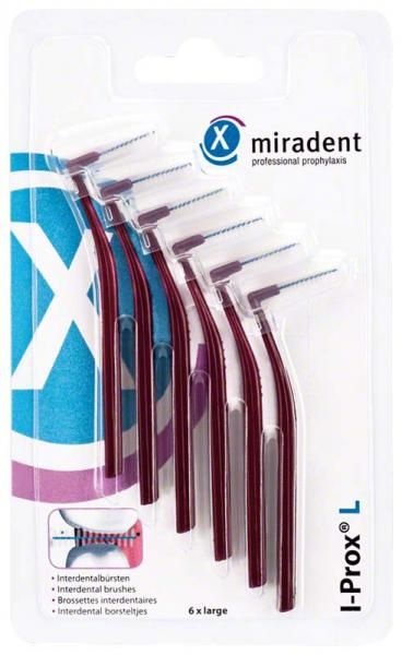 Miradent Interdentale Borstels I-Prox L 0,8–1,0 mm Bordeaux | 6 stuks