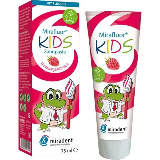 Miradent Mirafluor Kids Tandpasta Framboos | 0-6 jaar | 75 ml